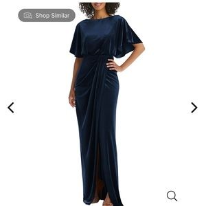 After Six Flutter Sleeve Open-Back Velvet Maxi Dress color midnight